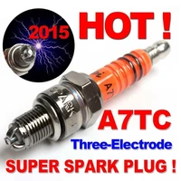1pc spark plug a7tc a7tjc 3 electrode gy6 50cc 125cc moped scooter atv quads motorcycle ignition