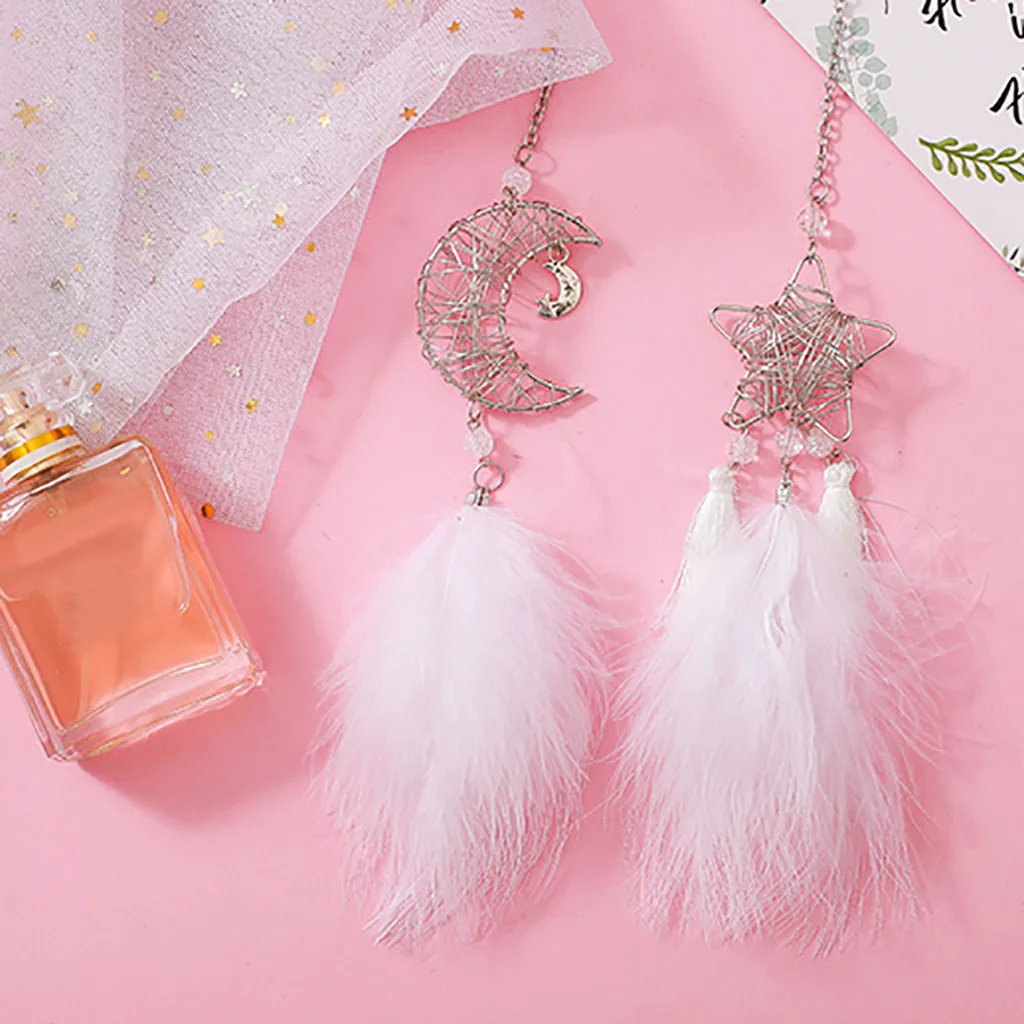 Звезда Луна колокольчики ручной работы подарки перо автомобильный кулон