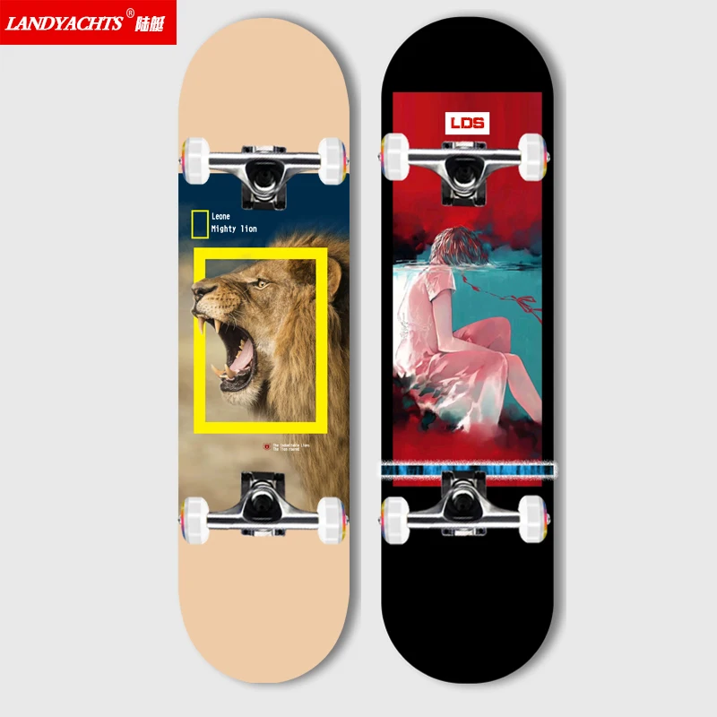 

Beginner 4 Wheel Maple Skateboard Professional Shape Maple Street Brushing Skateboard Long Board Patineta Entertainment BY50HB