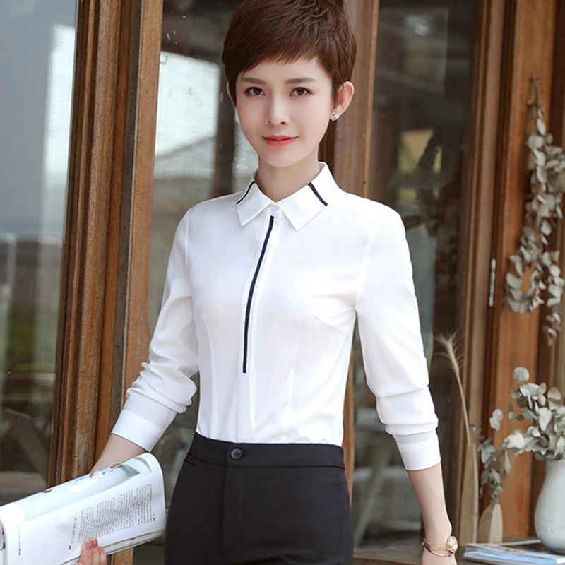 Корейские модные женские рубашки элегантные с длинным рукавом размера плюс