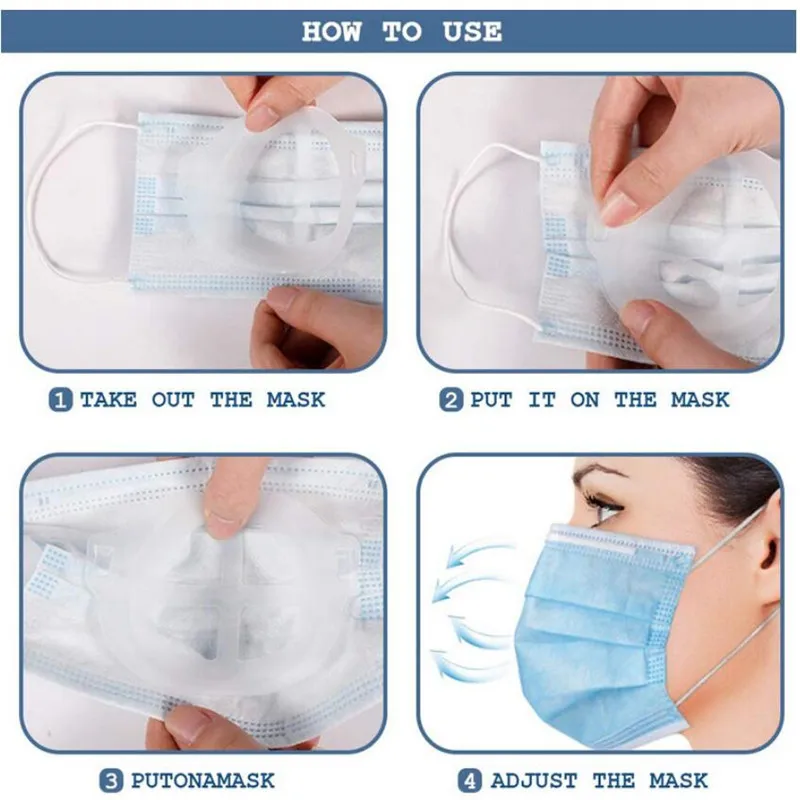 

10 Pcs 3D Mouth Mask Support Breathing Stand Respirator Parts for Mask Bracket Food Grade Silicone Mask Holder Breathable Valve