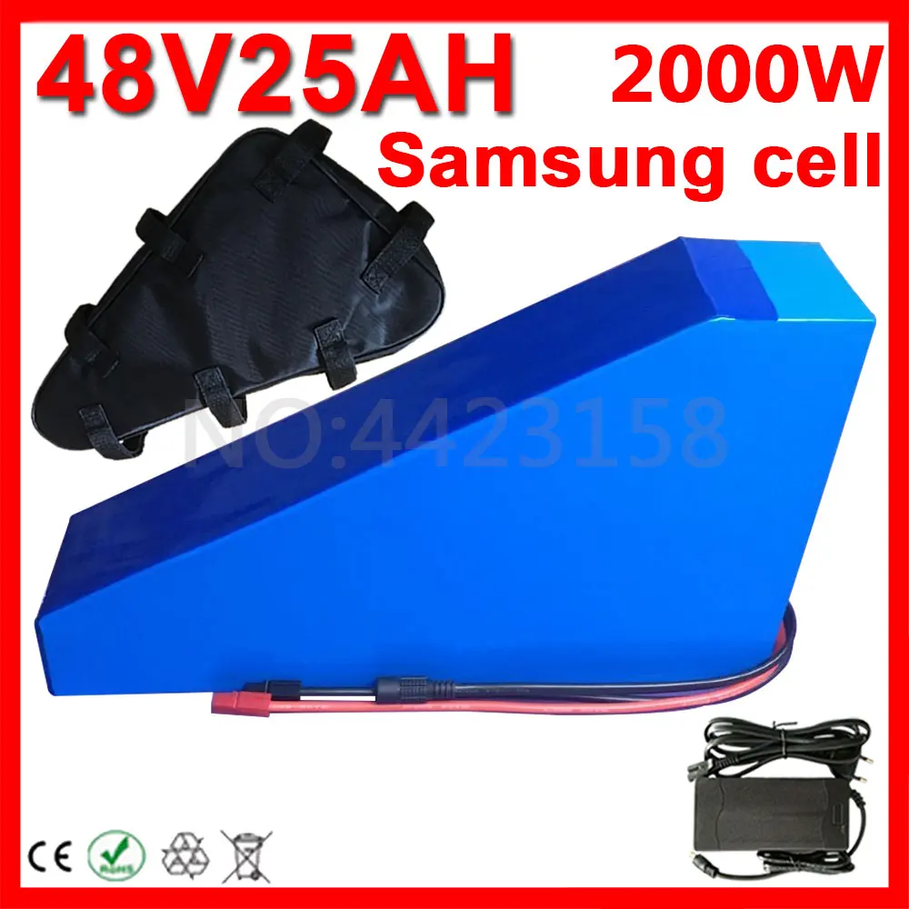 2000W 48 V 25AH литиевая батарея 1000W 24Ah фара для электровелосипеда в 48В треугольник