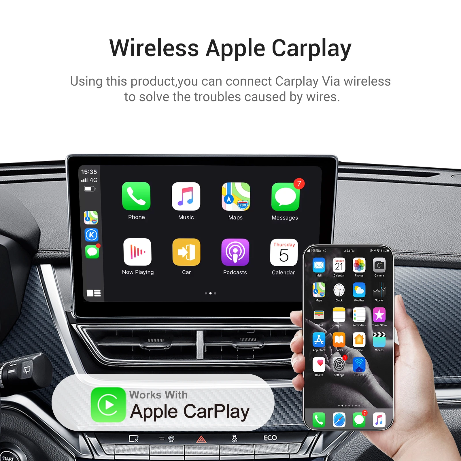 Dasaita Carplay Ai Box Android Автомобильный мультимедийный плеер Apple Wire авто с 4 + 64 ГБ 10