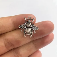 10pcs 21x20mm new honey bee charms pendants antique silver color jewelry for diy making handmade necklace accessories