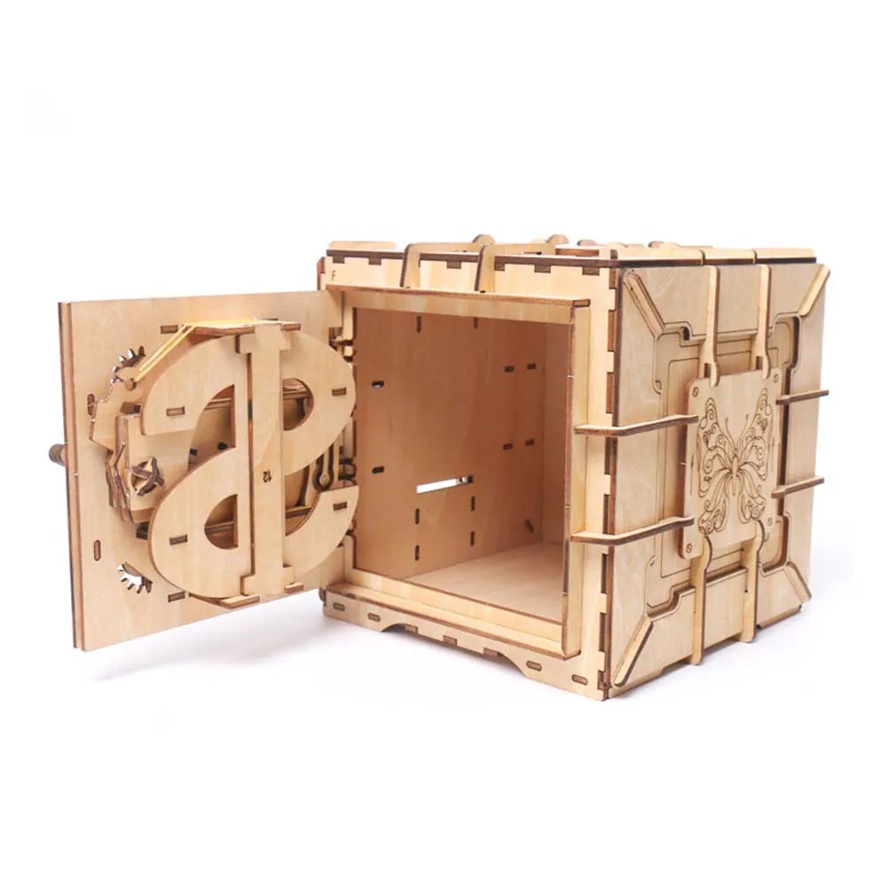 

Model Jewelry Mechanical Transmission Girl Toy Gifts 3D DIY Assembled Wooden Storage Treasure Box Ring Adults Earring Password