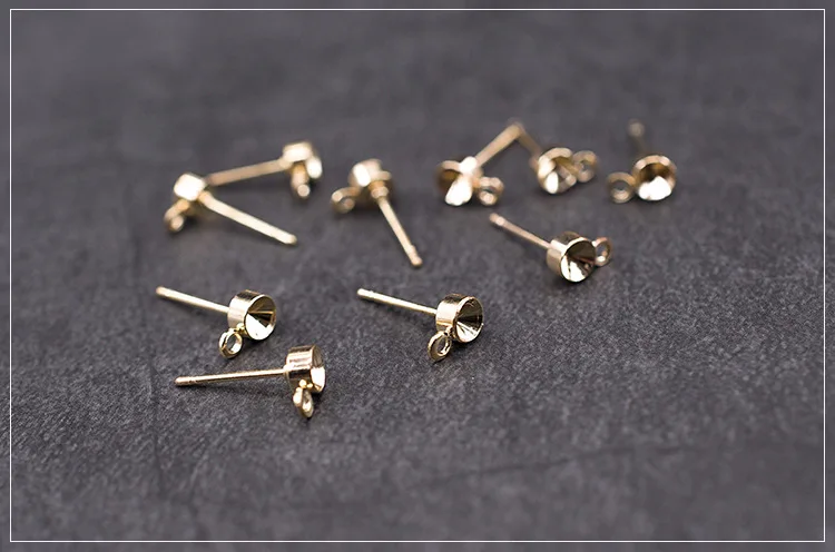 50 шт. металлические серьги гвоздики для девочек с кольцом аксессуары сделай сам