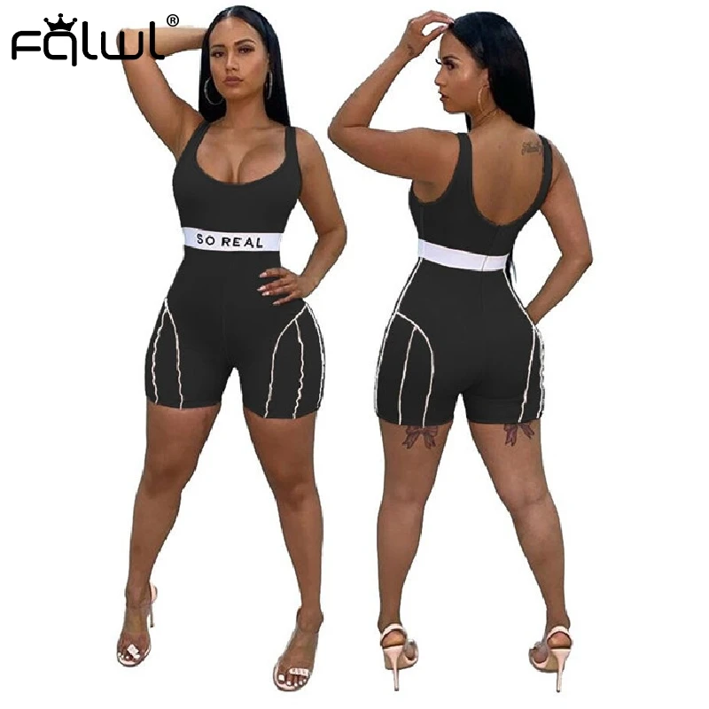 FQLWL обтягивающий сексуальный Летний комбинезон для фитнеса короткий женский