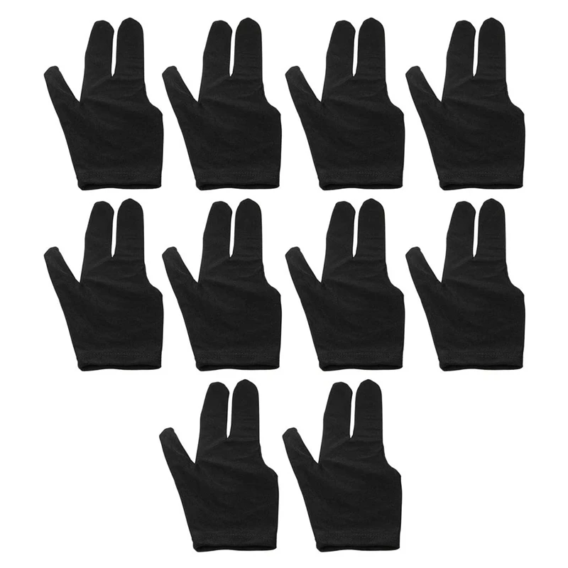

10Pcs Billiard Gloves 3 Fingers Left and Right Hand Glove Snooker Cue Pool Gloves