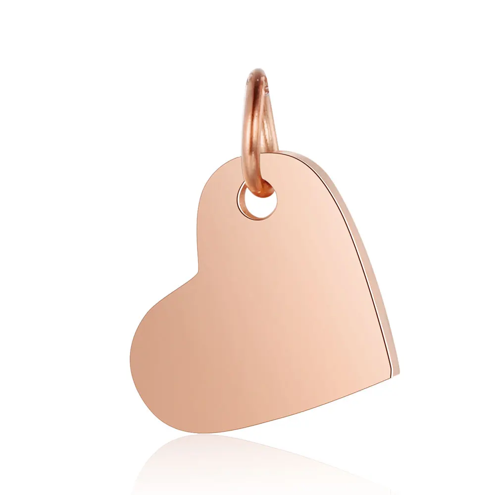 

5pcs 201 Stainless Steel Stamping Blank Tag Charms Heart Rose Gold Manual Polishing 10x12x1mm, Hole: 3.5mm
