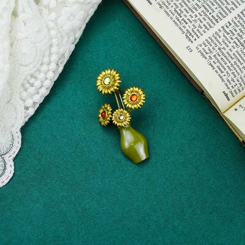 Новая дизайнерская элегантная подсолнухая ваза-кардиган булавка-брошь
