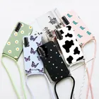 Матовые чехлы для Huawei P Smart 2 0 2 1, мягкое ожерелье-Кроссбоди из ТПУ Psmart 2020 для Huawei P Smart 2021, модные чехлы с цепочкой и шнурком