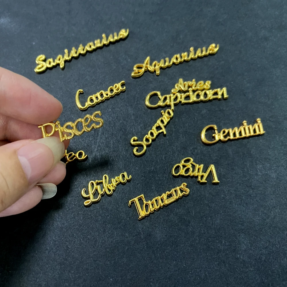 

12pcs/set Constellation Letters nail charms kawaii accessories nail art decorations gold nail pendant nails design 2021 art