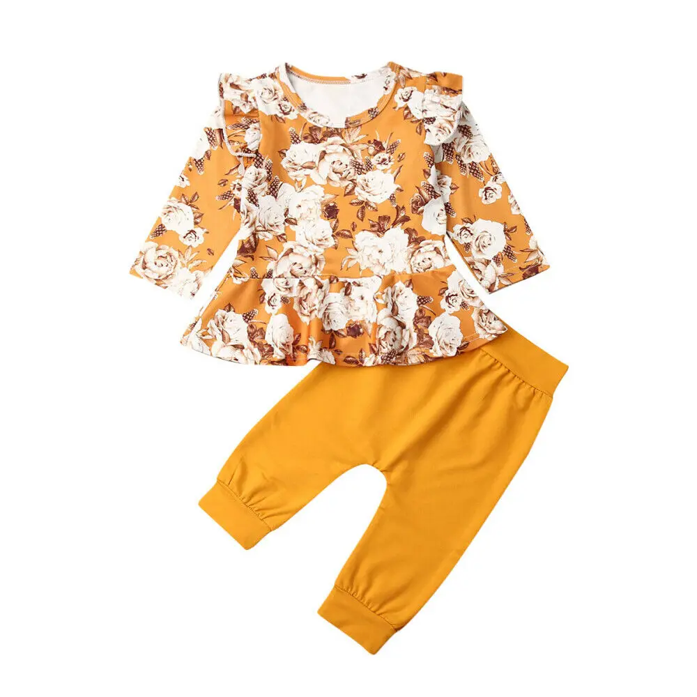 Осенне-зимние комплекты одежды из 2 предметов для новорожденных девочек топы с