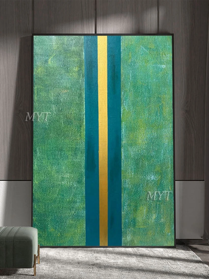 

Large abstract canvas oil painting wall Art Deco oil painting wall painting frameless high quality gold leaf green tone
