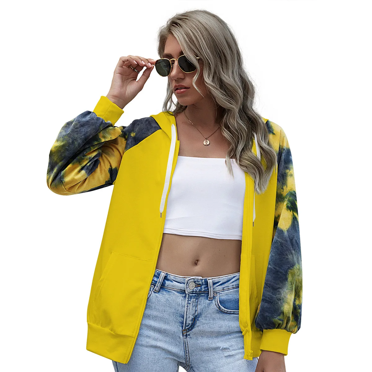 Женские толстовки на молнии с длинным рукавом капюшоном повседневные модные для