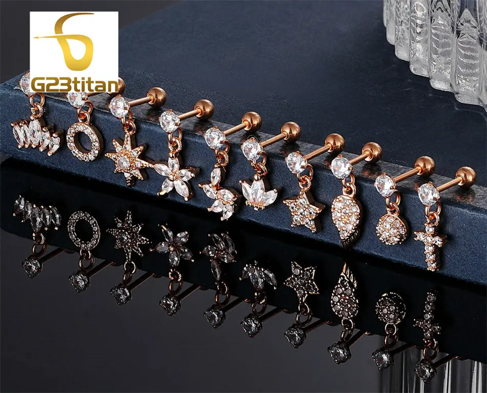 Черный козелок Серьги кольца в уши Стали Уха Tragus Helix Хрящ Пирсинг Кольцо Мода Мужчины Женщины Ювелирные Изделия Тела