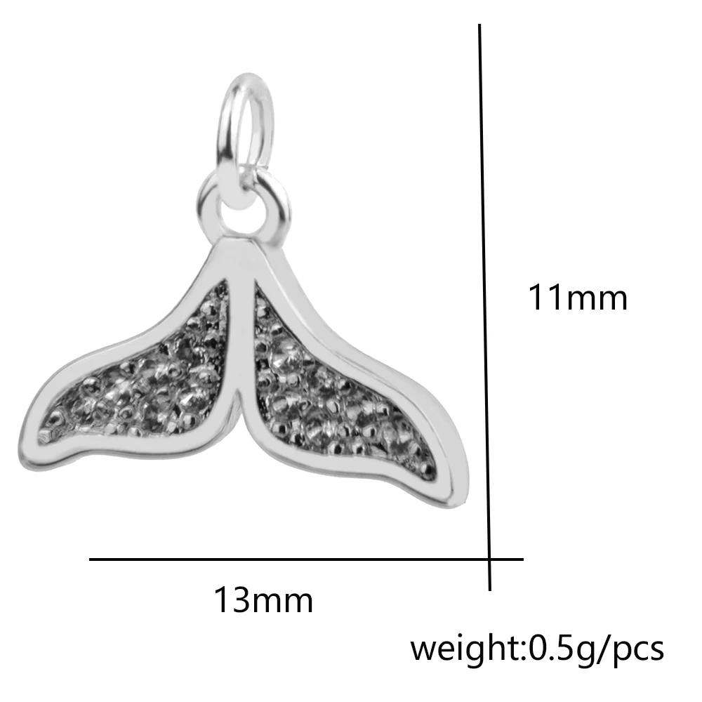 

DIY Jewelry Making Fishtail Shapes Pendant Charm Micro Pave Shiny Zircon Connectors Component Supplies For Bracelets Necklace