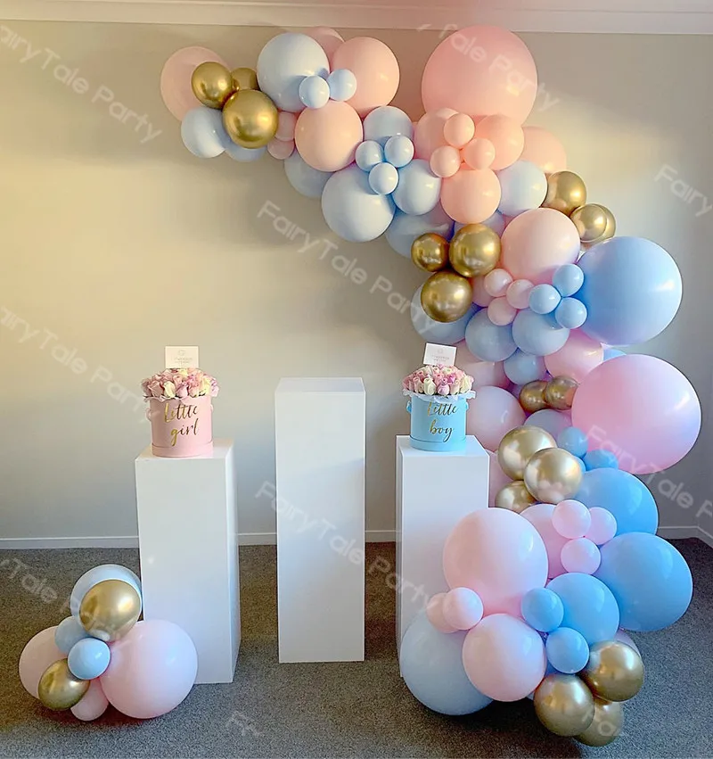 

Pastel Maca синие детские розовые воздушные шары, 104 шт., хромированные золотые воздушные шары с арокой, украшение для свадьбы, дня рождения, вечер...