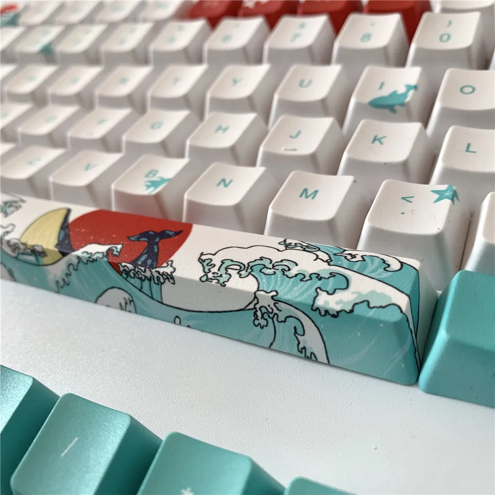 

108 Key Japan Japanese root font Keycaps Dye Sublimation PBT OEM Coral Sea keycap For Ikbc Cherry MX Annie Mechanical Keyboard