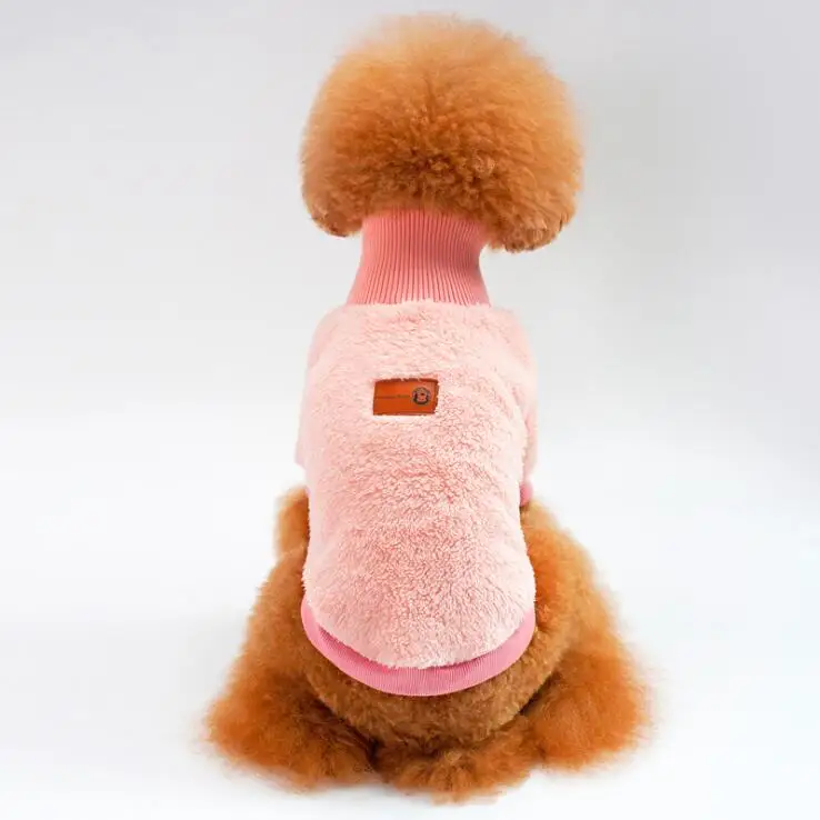 Sueter para perro, одежда для собак с высоким воротником, свитер chandail pour chien, однотонный флисовый свитер для собак, зимняя одежда для собак - Цвет: pink