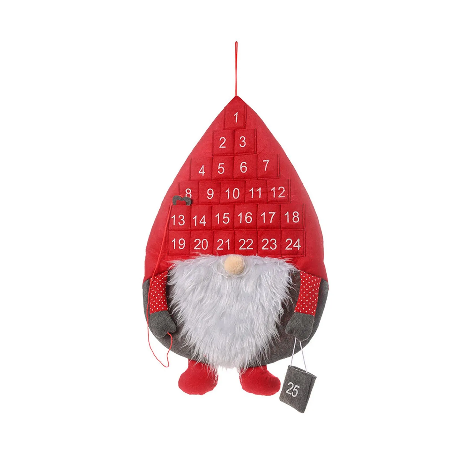 Plush Gnome Design Christmas 24 Day Hanging Advent Calendar Faceless Dwarf Doll Xmas Countdown Well Made | Дом и сад