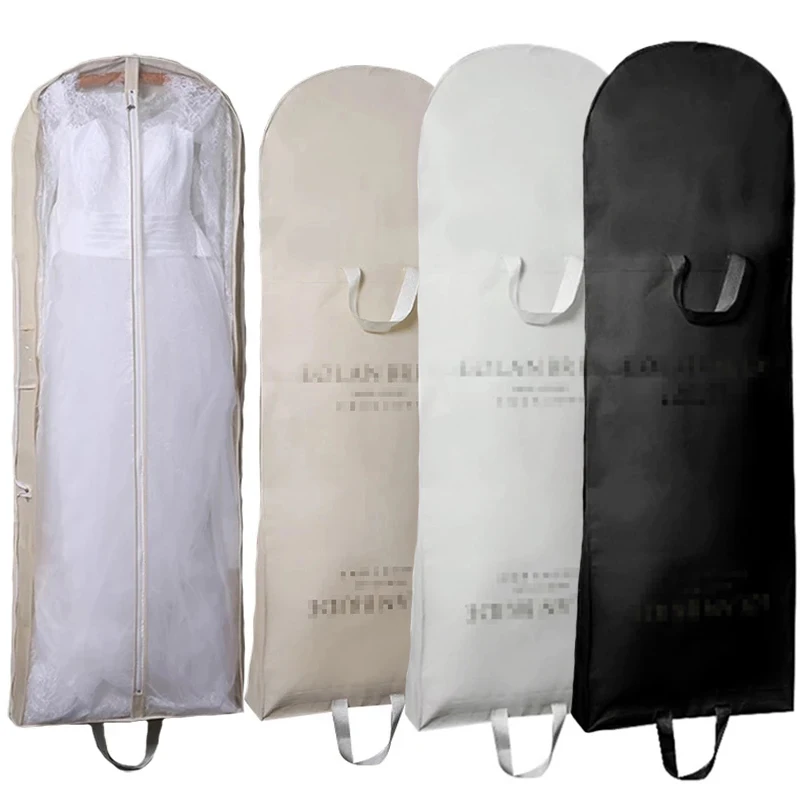 180CM Dustproof Non-Woven Bridal Dress Gown Protection Cover Wedding Dress Garment Bag Storage Bags White Beige Black Print LOGO