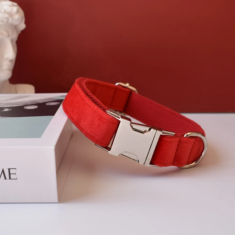 Красный ошейник персонализированная бархатная хлопковая качественная ткань для