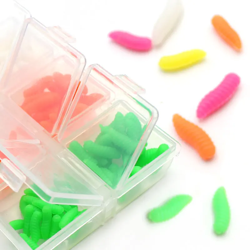 

120pcs Carp Fishing Buoyant Maggots Fishing Lure Worms For Carp Hair Rig Artificial Pop Up Imitation Bait End Tackle Accessories