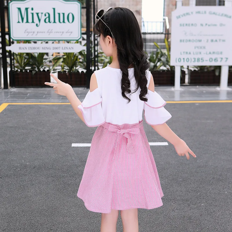 Summer Kids Dresses for Girls Stripe Dress Children Cotton Teenagers Princess Girls Clothes Birthday Dress 5 6 8 10 12 14 Years