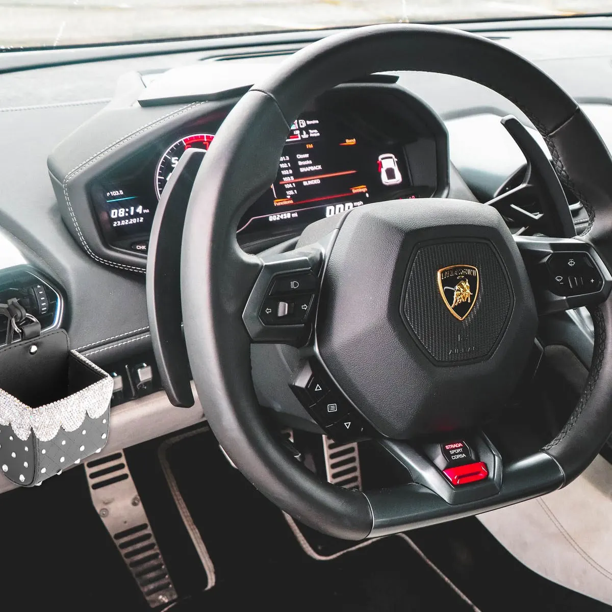 Unniversal автомобильный ящик для хранения сидений кожа Стразы Декор сумка кулон