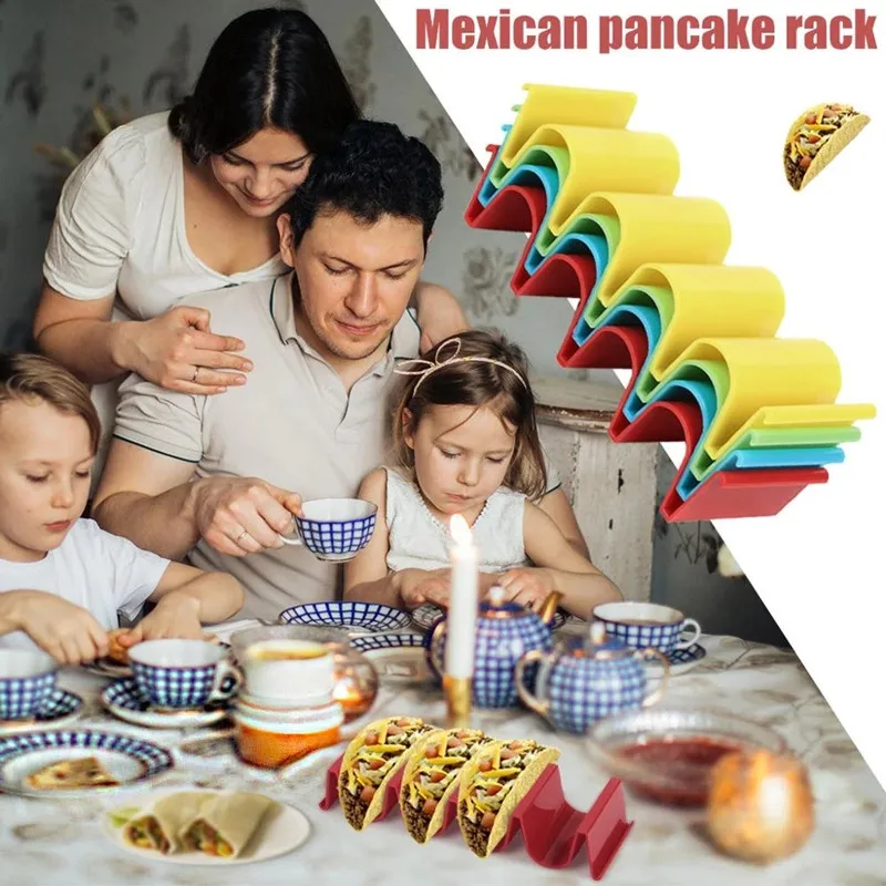 

Tortilla Pancake Shelf Holder Wave Shape Tray Holder Stand 4 Tacos Mexican Roll Rack Burrito Potato Chips Rack For Kitchen