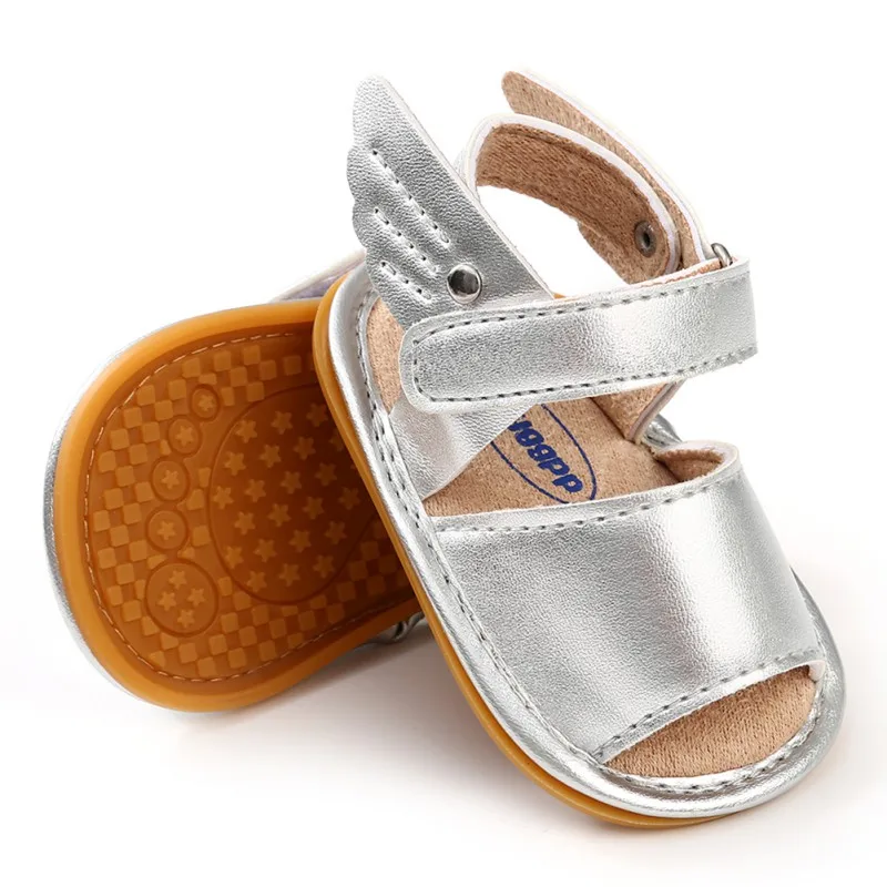 Сандалии из ПУ кожи для новорожденных девочек обувь сандалии с крыльями и