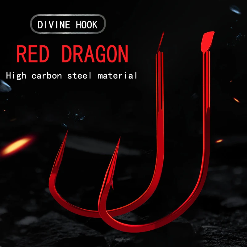 

20 PCS Japan imported bulk fishing hook red dragon barb high hardness high carbon steel fishhook