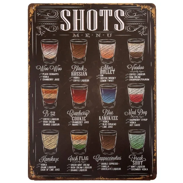 

Shots Metal Signs Retro Beer Signs for Bar Decoration x bar Signs