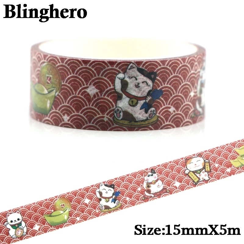 CA600 1 5 см x м милый кот Kawaii набор декоративного скотча васи японская бумага
