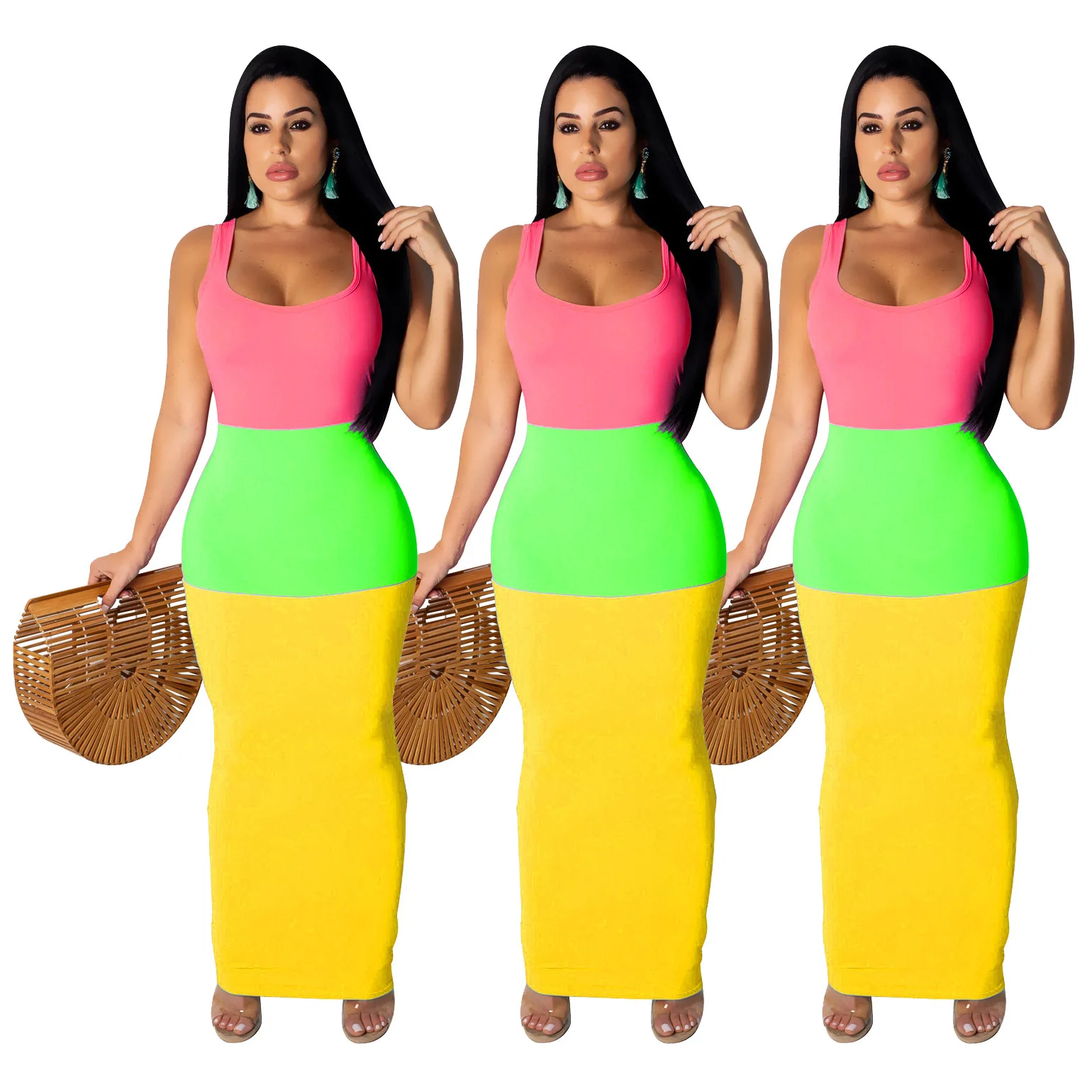 

2020 summer sexy women spaghetti strap sleeveless long dress