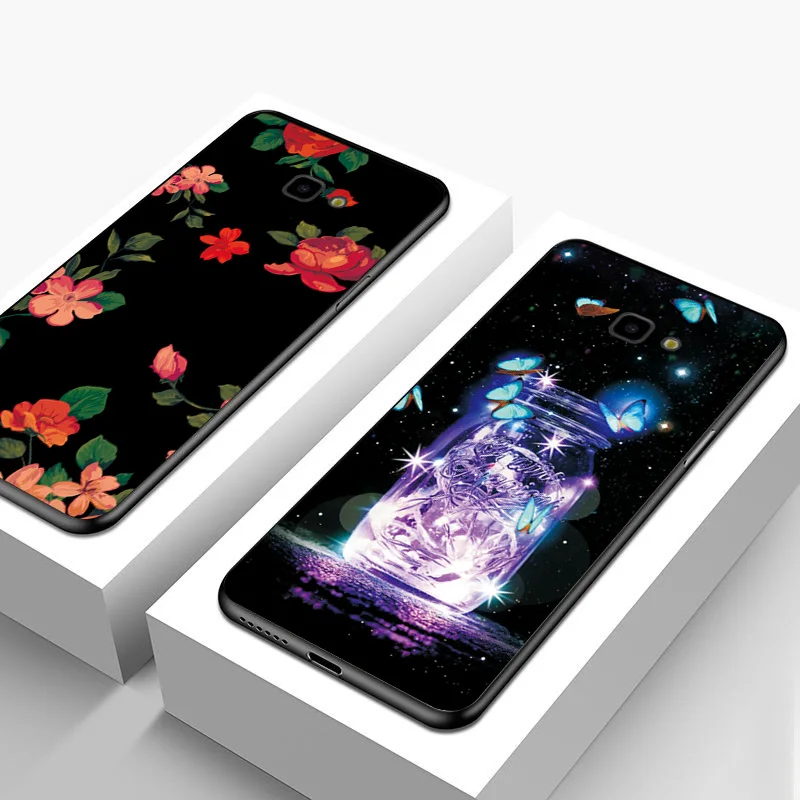 Чехол для Samsung J4 J6 Plus мягкий черный чехол из ТПУ с розами 2018 J5 J7 Prime J3 2017 чехлы |