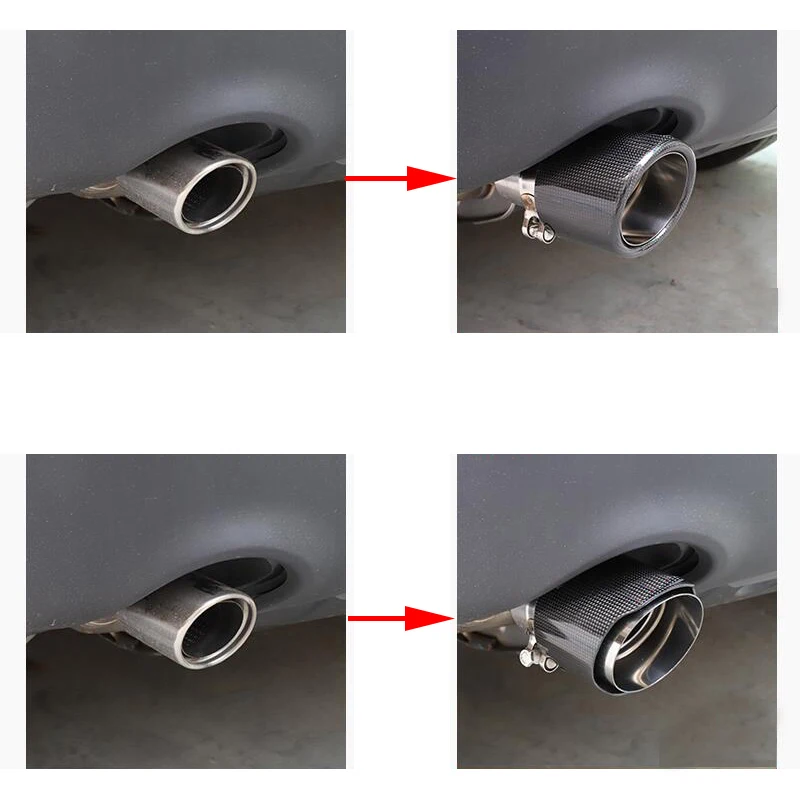 

Car Exhaust Systems Light Carbon Fiber + Stainless Steel Muffler Tip Tail End 63mm 89mm Universal Modified Car Throat Tail Pipe