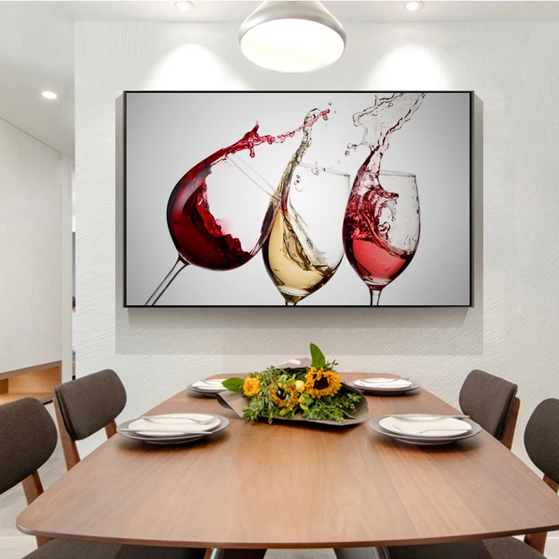 Modern Red White Wine Glasses Liquor Wall Art Painting Nordic Kitchen Pictures Living Room Bedroom Mural Decor Posters | Дом и сад