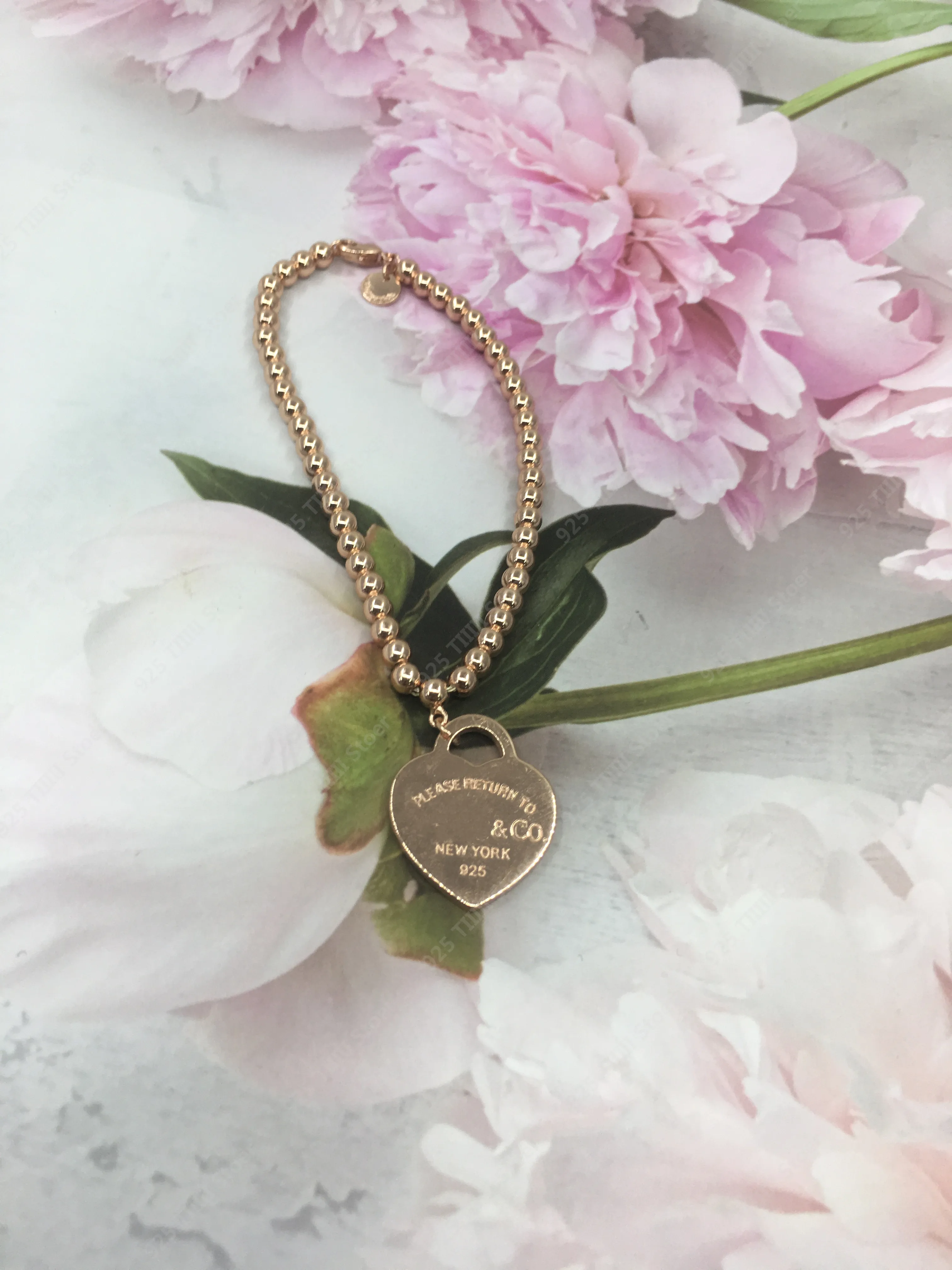 

Ms S925 pure silver heart beads bracelet, golden rose gold, silver high quality act the role ofing is tasted, the original 1:1