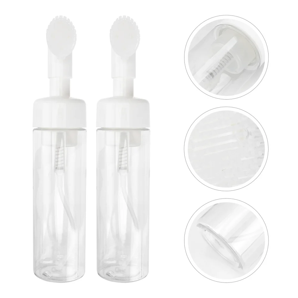 

2pcs Transparent Foaming Bottles Portable Sub Bottles Brush Bottles