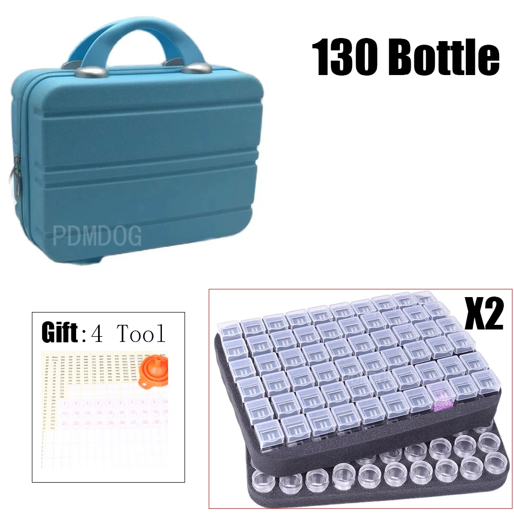 

130 Bottles Diamond Painting With 6 Tool Container Storage Bag Carry Case Daimond Painting Bag Zipper Accessories Double Layer