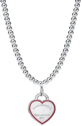 

Tiffany Enamel Heart Necklace Round Bead Chains Womens Sterling Silver 925 Original 1:1 Wedding Jewelry Souvenir Gift