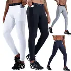 Мужские облегающие брюки для бега, эластичные тренировочные однотонные леггинсы для тренажерного зала, мужские с карманом для телефона, быстросохнущие Компрессионные Мужские спортивные штаны для бега