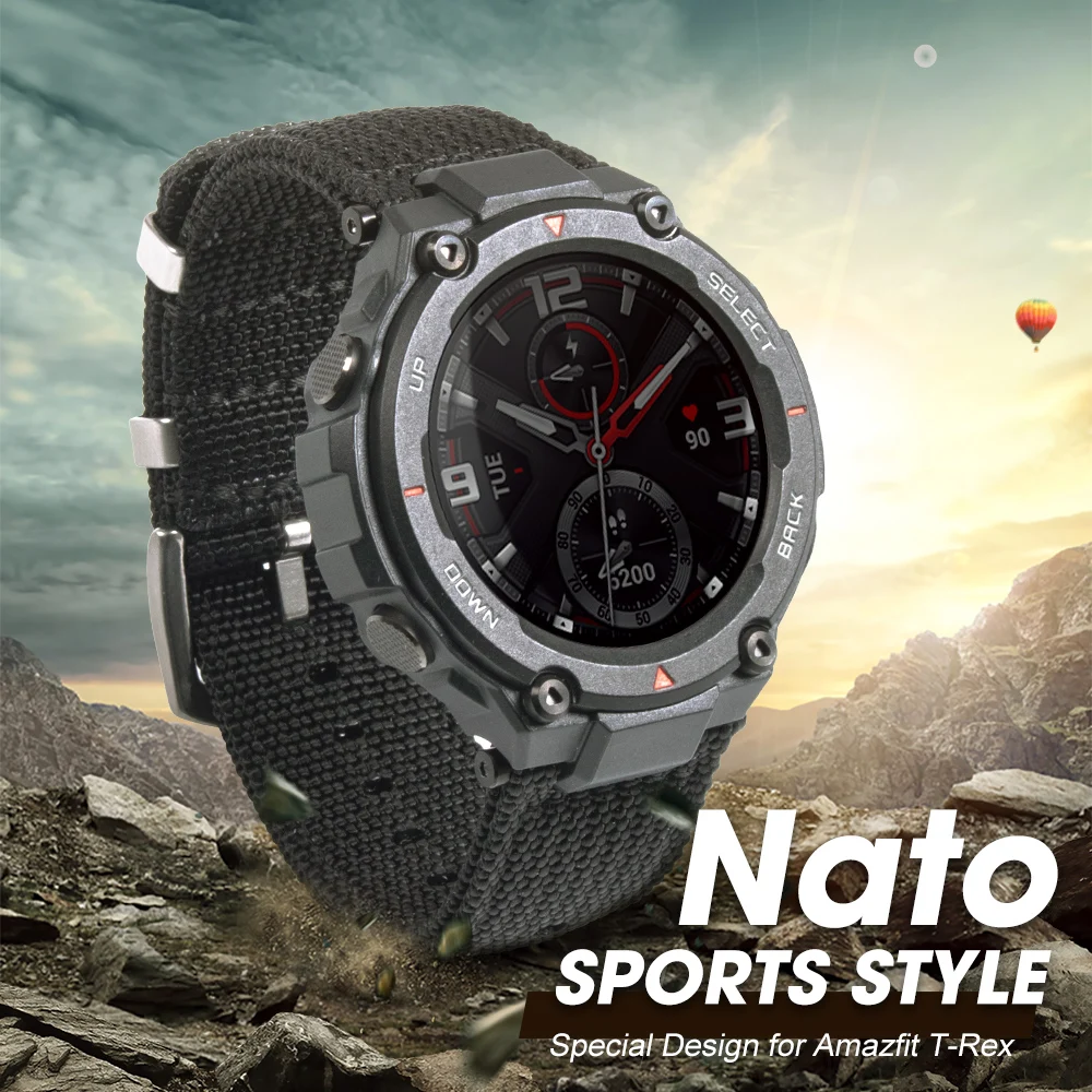 Нейлоновый ремешок для часов NATO Amazfit T Rex тканевый Huami пленка экрана зарядная док