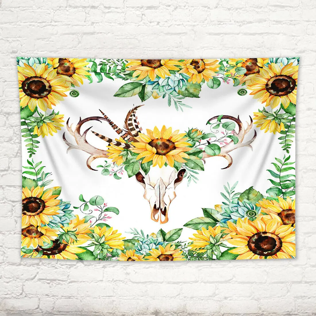 

Bohemia Animal Skull Sunflower Wall Hanging for Living Room Bedroom Dorm Decor