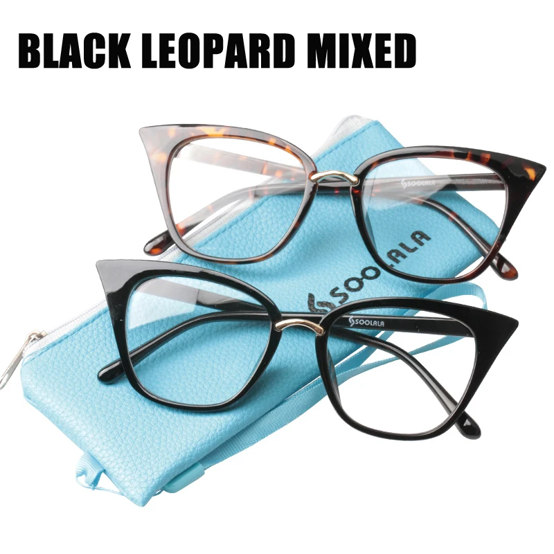Black Leopard Mix SOOLALA очки для чтения «кошачий глаз» Большие женские очки для чтения цветные очки для дальнозоркости для зрения 0,5 0,75 1,0 1,25 до 4,0 - Цвет оправы: Black Leopard Mix