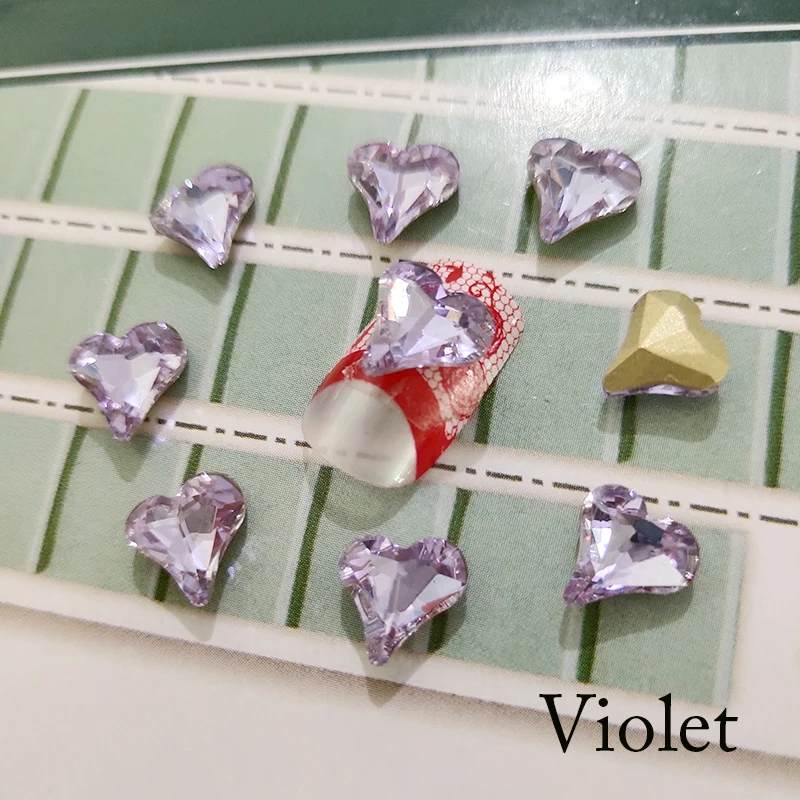 Violet 20 шт, 8 мм, алмазные Стразы для маникюра, блестящее стекло, клей на спине, стразы для рукоделия, 3D ногтей - Цвет: Violet