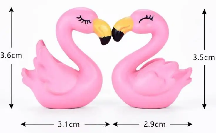 

2pcs/set New Lovely Cartoon Animals Squint Flamingo Micro Landscape Decoration Desktop Ornaments Figure Toys for Kids Gift