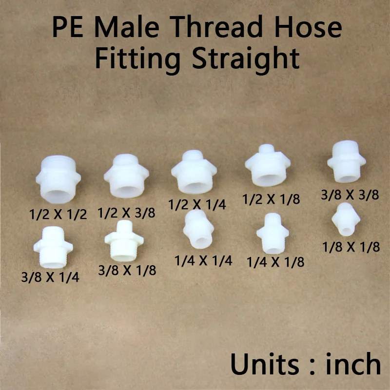 

1 Pcs PE Male Thread Hose Fitting Straight Reducing Connectors Male Thread Joint Change Coupler Adapter
